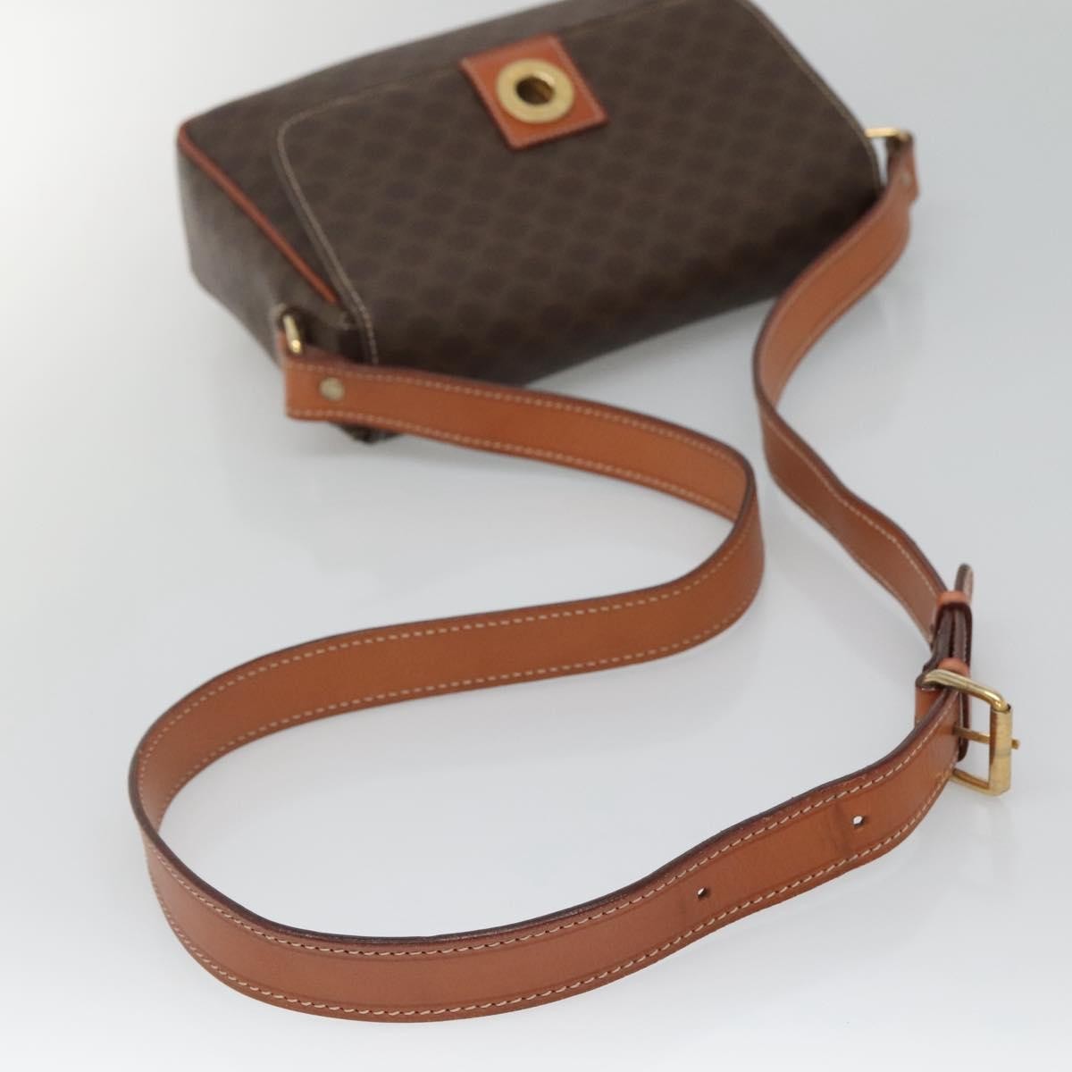 Celine Vintage Macadam Canvas And Leather Brown Canvas Shoulder Bag Bag (Pre-Owned)