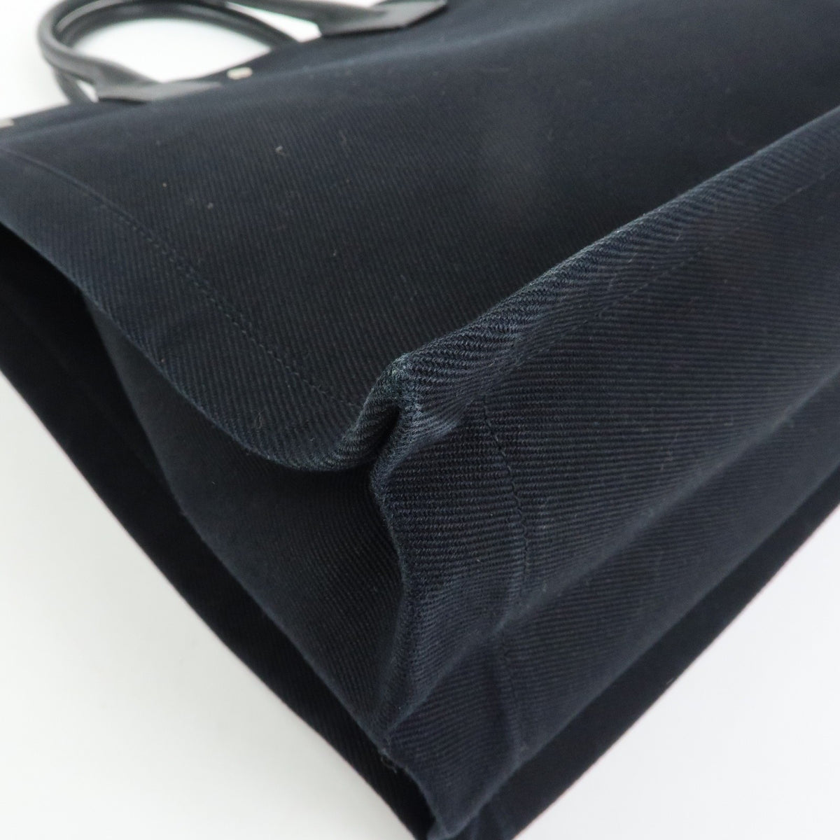 Saint Laurent Rive Gauche Shopper Canvas Black Canvas Tote Bag Bag (Pre-Owned)