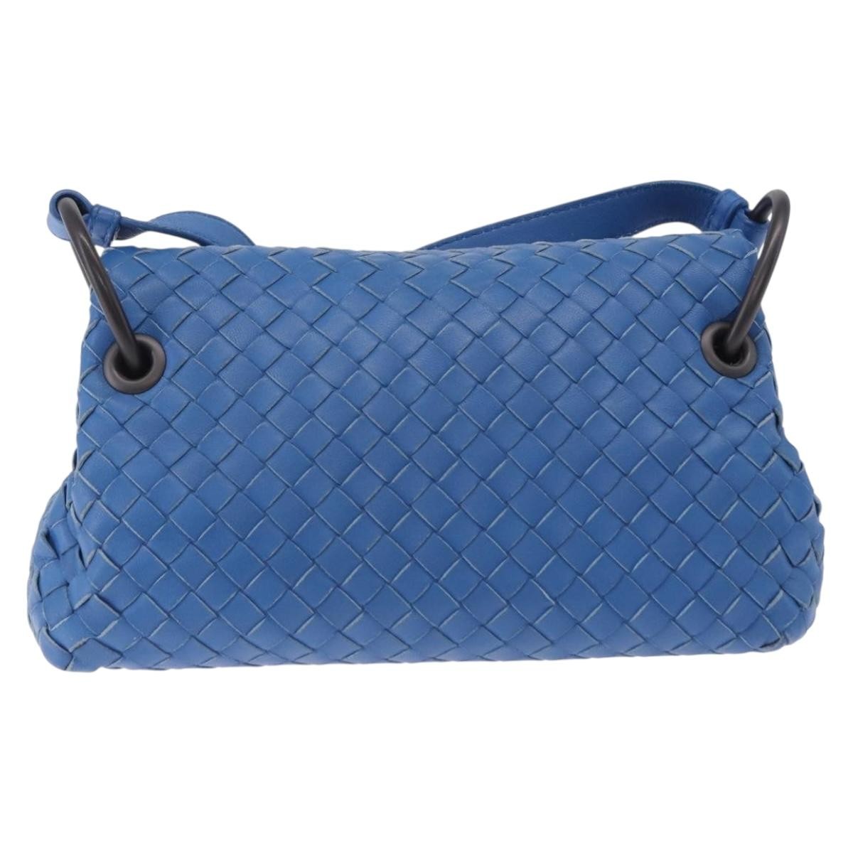 Bottega Veneta Adjustable Flap Intrecciato Nappa Blue Leather Shoulder Bag Bag (Pre-Owned)