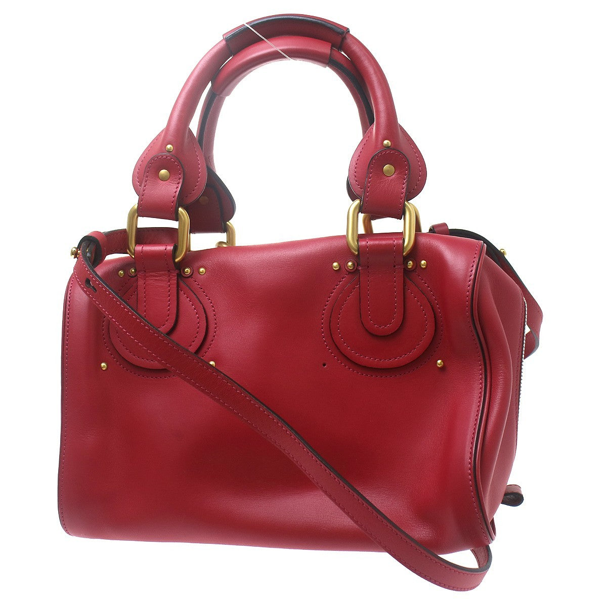 Chloe Paddington Lock Leather Red Leather Handbag (Pre-Owned)