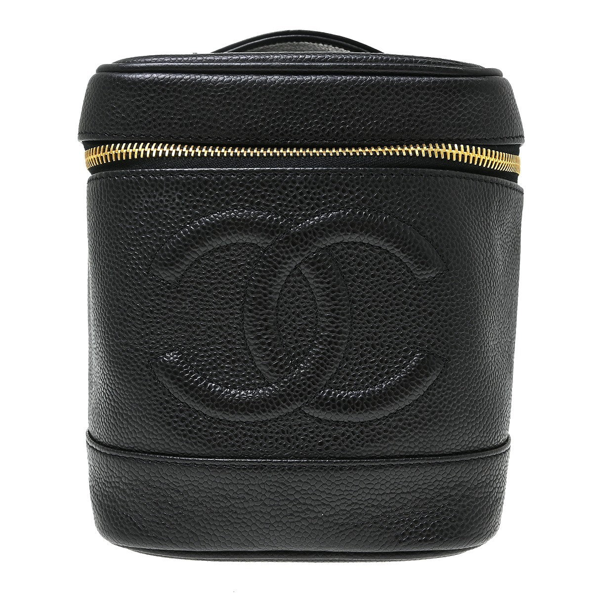 Chanel Vintage Timeless Cosmetic Case Caviar Black Leather Handbag (Pre-Owned)