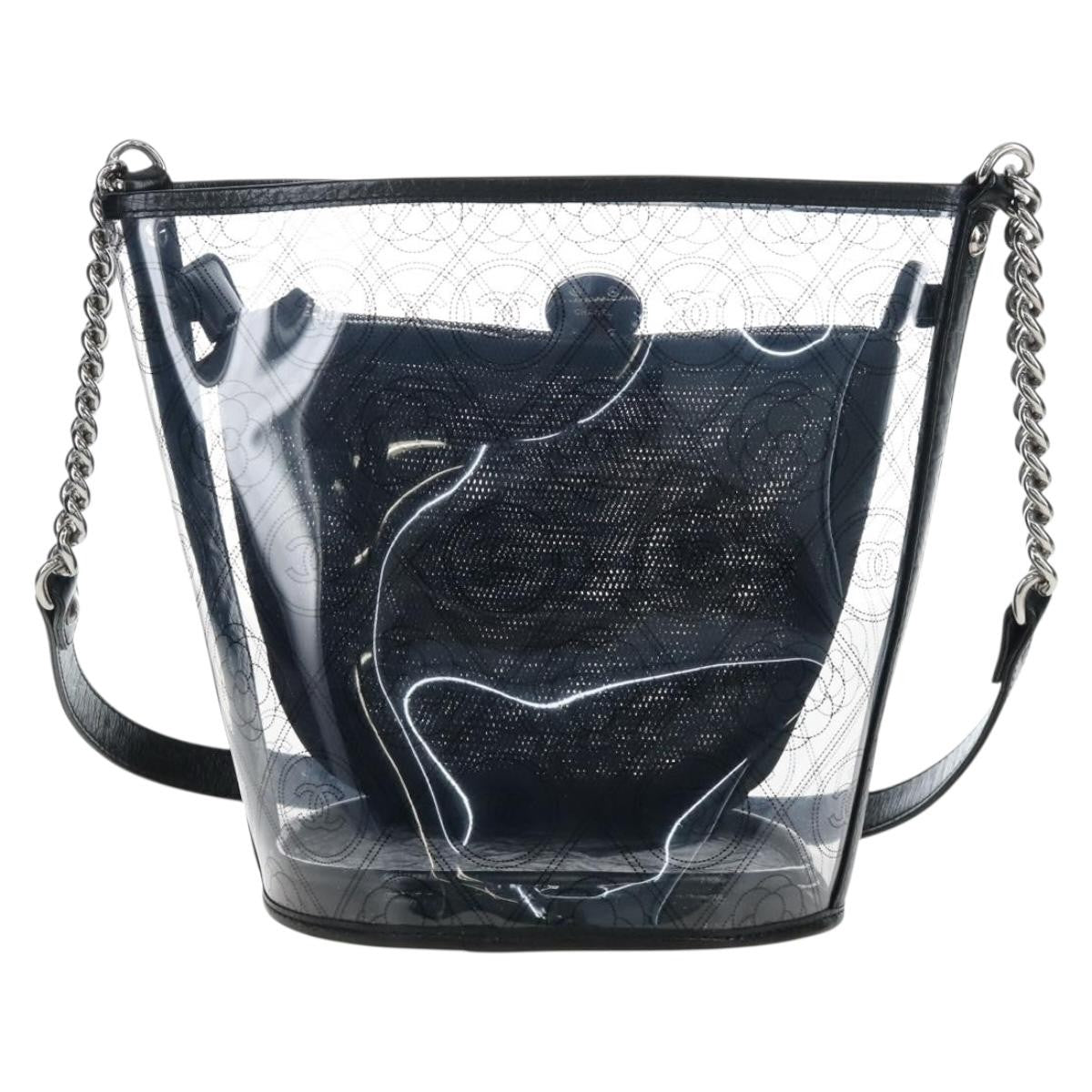Chanel Camellia Coco Bucket Printed Pvc Clear Plastic Shoulder Bag Bag (Pre-Owned)