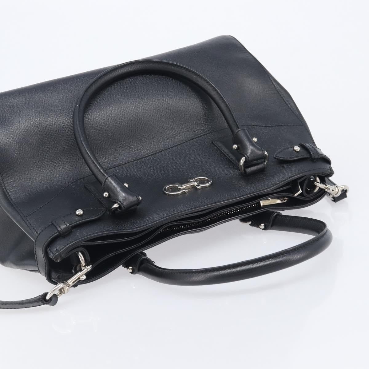 Salvatore Ferragamo Beky Saffiano Leather Black Leather Tote Bag Bag (Pre-Owned)