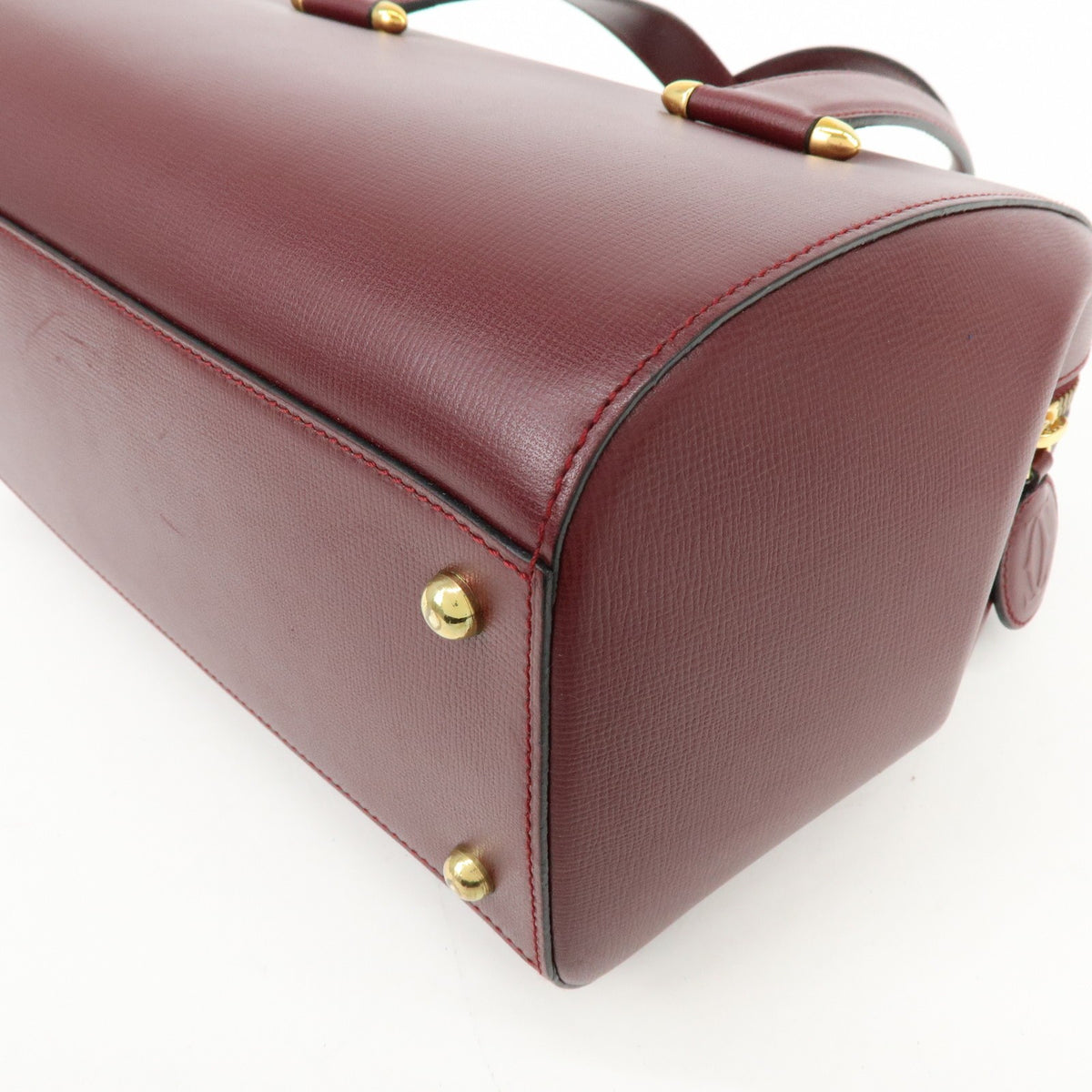 Cartier Must De Cartier Boston Leather Burgundy Leather Travel Bag Bag (Pre-Owned)