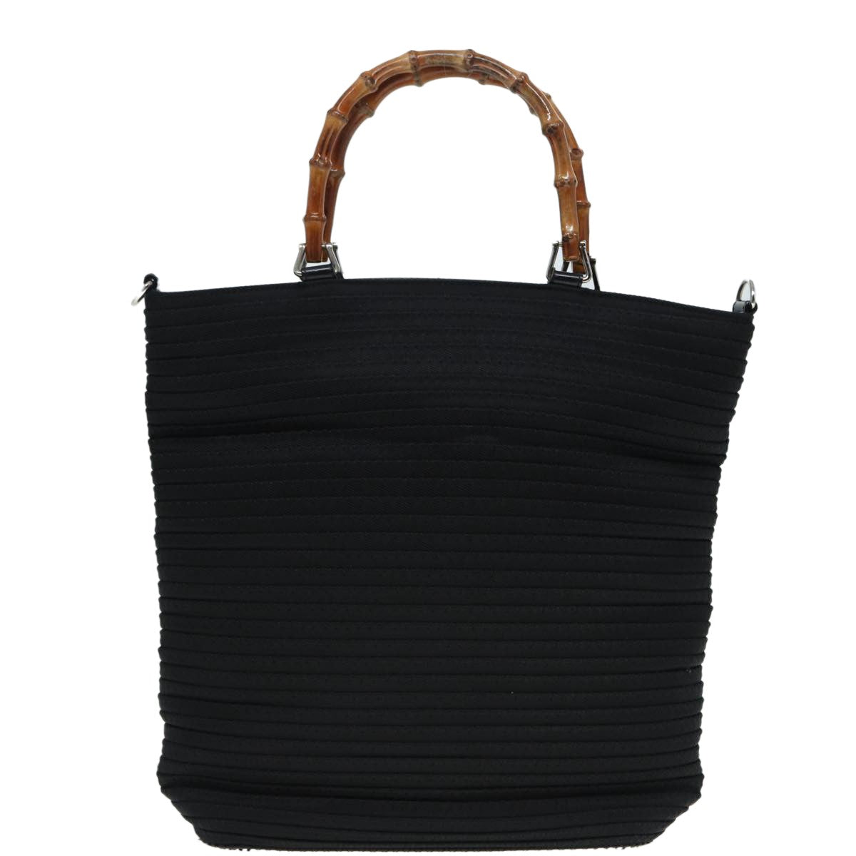 Gucci Vintage Bamboo Handle Nylon Black Nylon Tote Bag Bag (Pre-Owned)