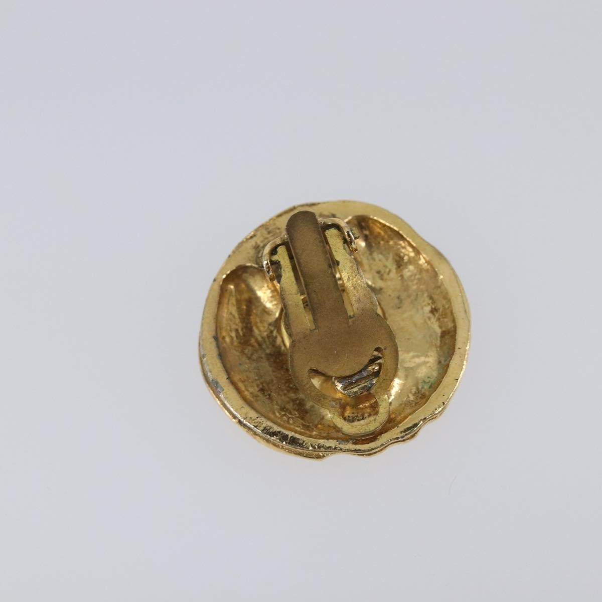 Chanel Vintage Cc Round Clip-On Metal Gold Metal Earrings Jewelry (Pre-Owned)