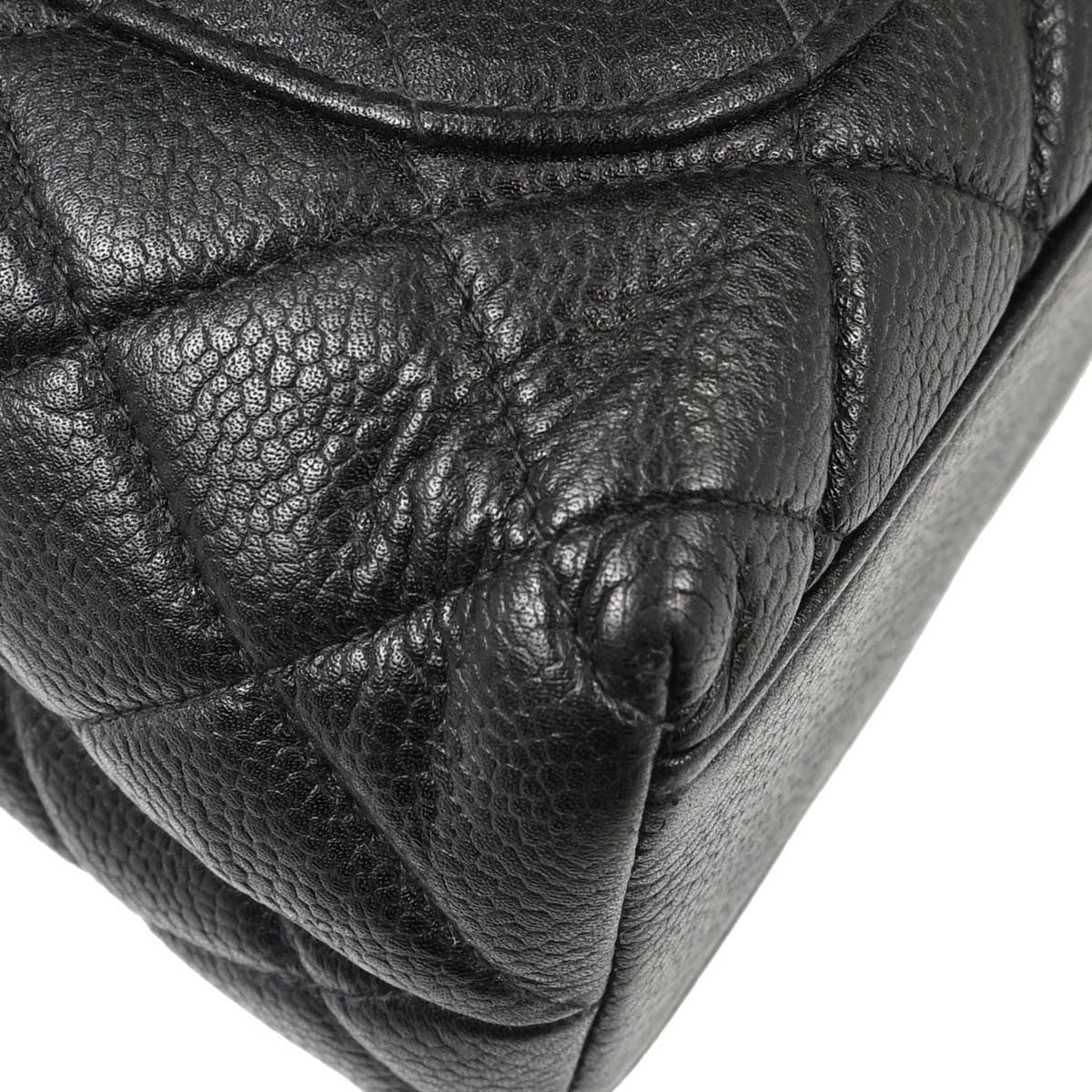 Chanel Vintage Classic Top Handle Flap Quilted Caviar Black Calfskin Handbag (Pre-Owned)