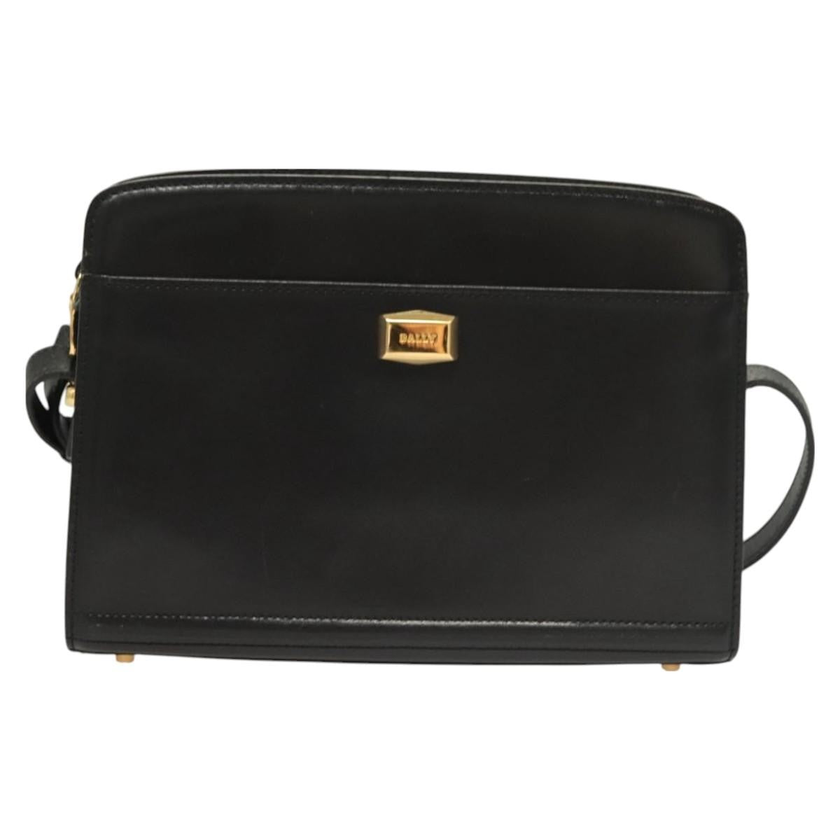 Bally Vintage Leather Black Leather Shoulder Bag Bag (Pre-Owned)