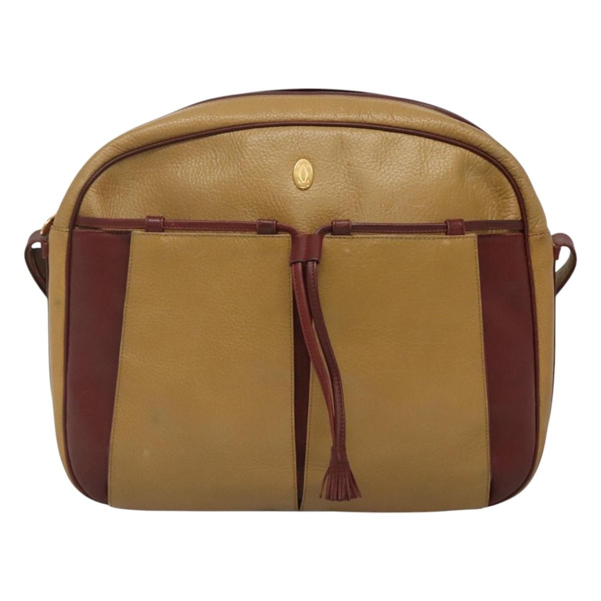 Cartier Tasseled Must De Cartier Leather Beige Leather Shoulder Bag Bag (Pre-Owned)