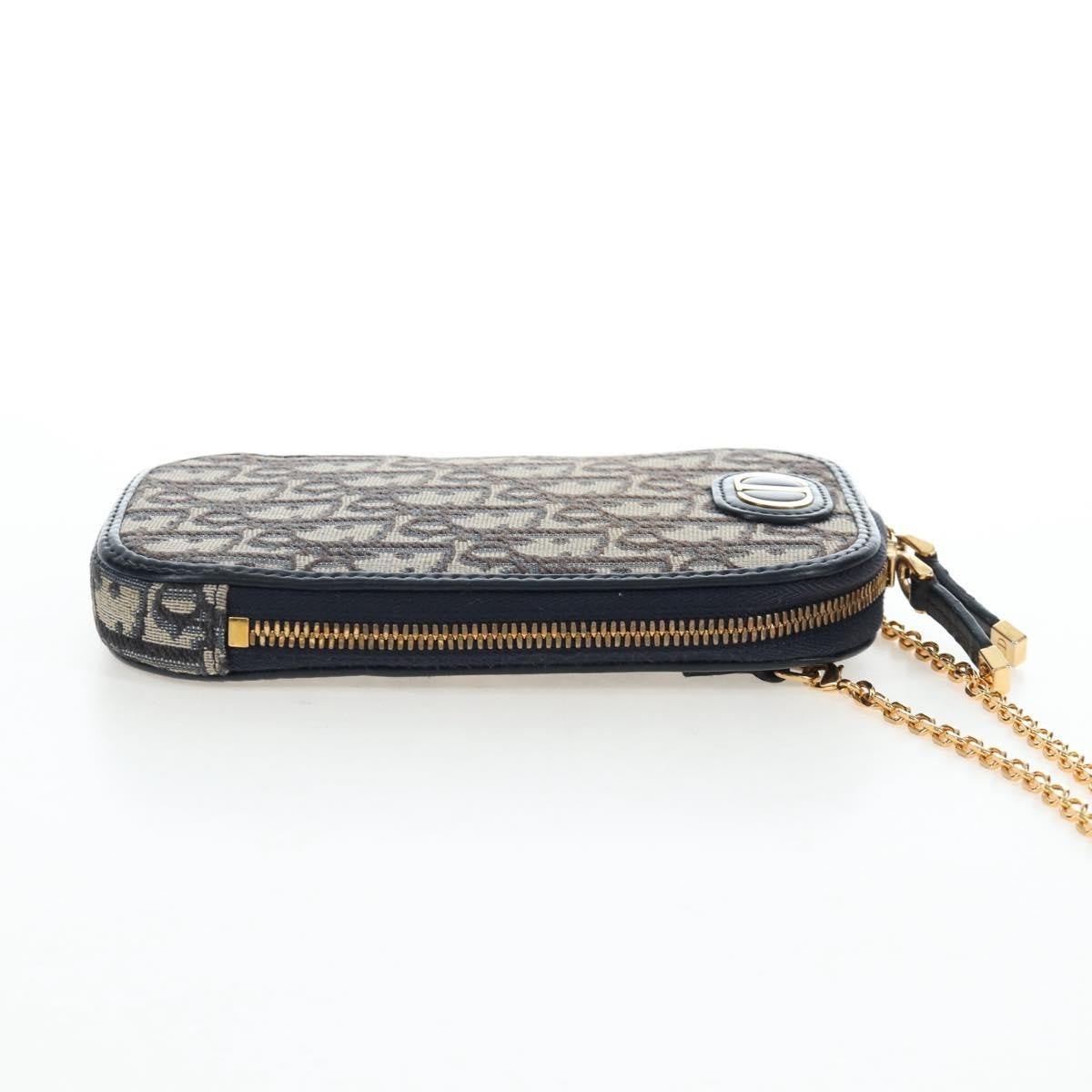 Christian Dior 30 Montaigne Phone Holder On Chain Oblique Canvas Navy Canvas Crossbody Bag Bag (Pre-Owned)