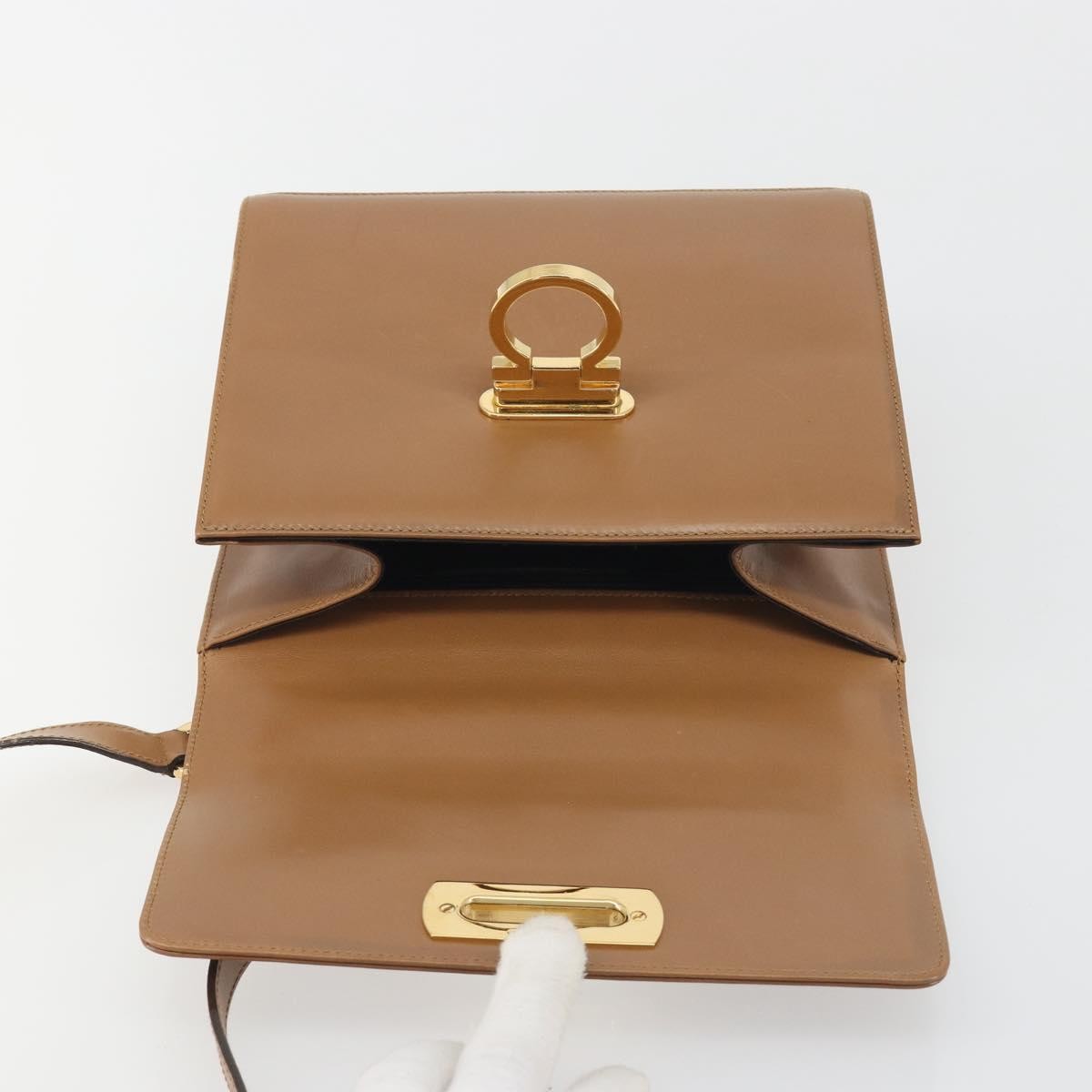 Salvatore Ferragamo Gancini Leather Brown Leather Shoulder Bag Bag (Pre-Owned)