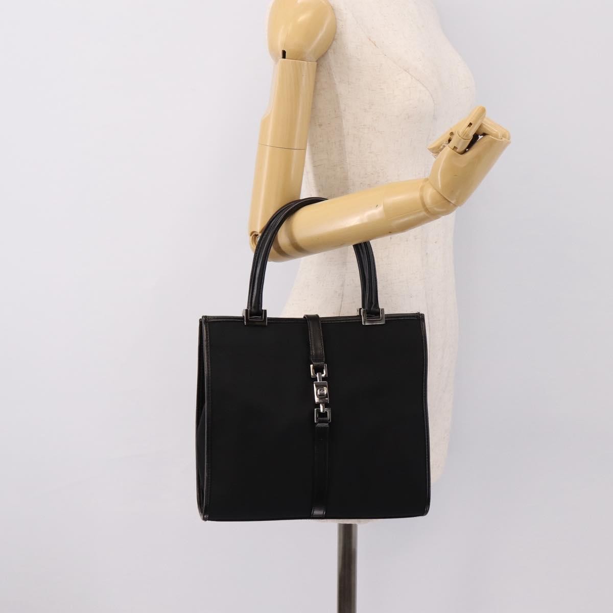 Gucci Jackie Canvas Black Canvas Tote Bag Bag (Pre-Owned)