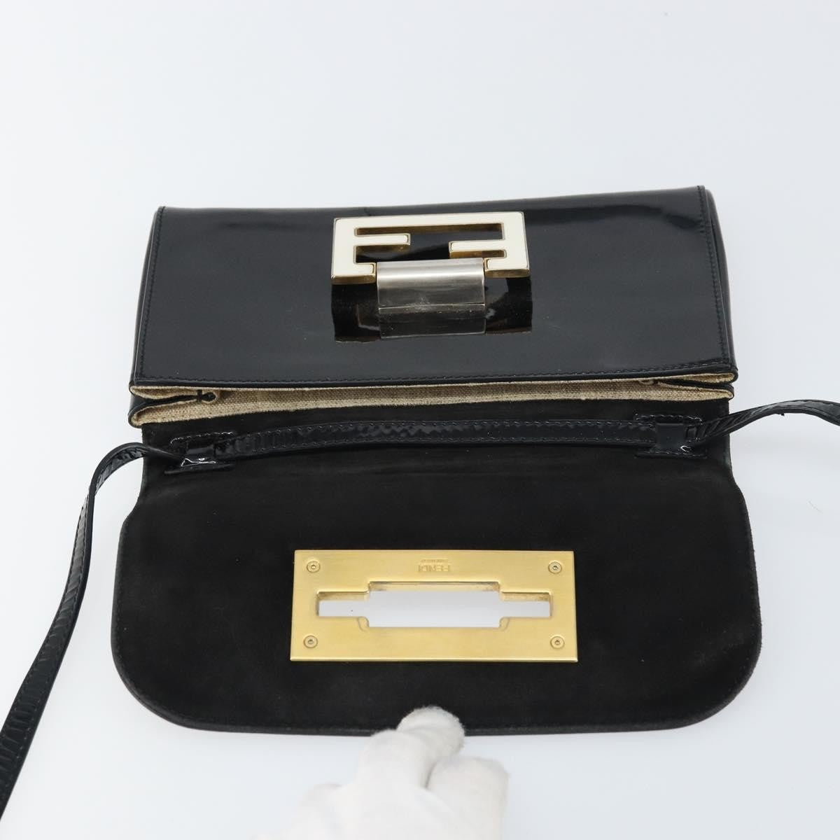 Fendi Vintage Enamel Black Patent_Leather Shoulder Bag Bag (Pre-Owned)