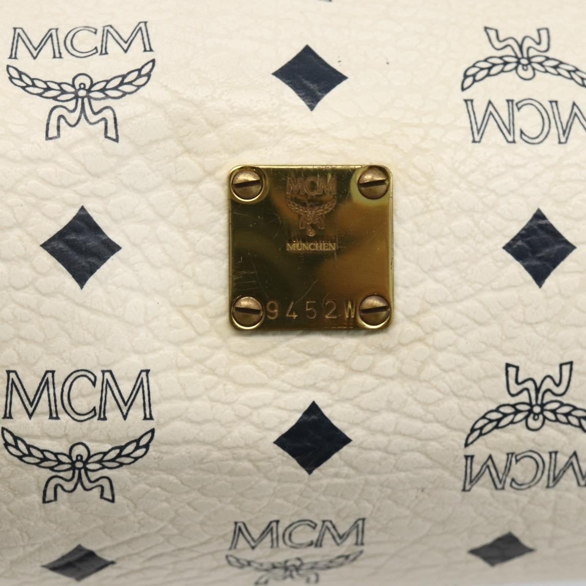 MCM Visetos Leather White Leather Shoulder Bag Bag (Pre-Owned)