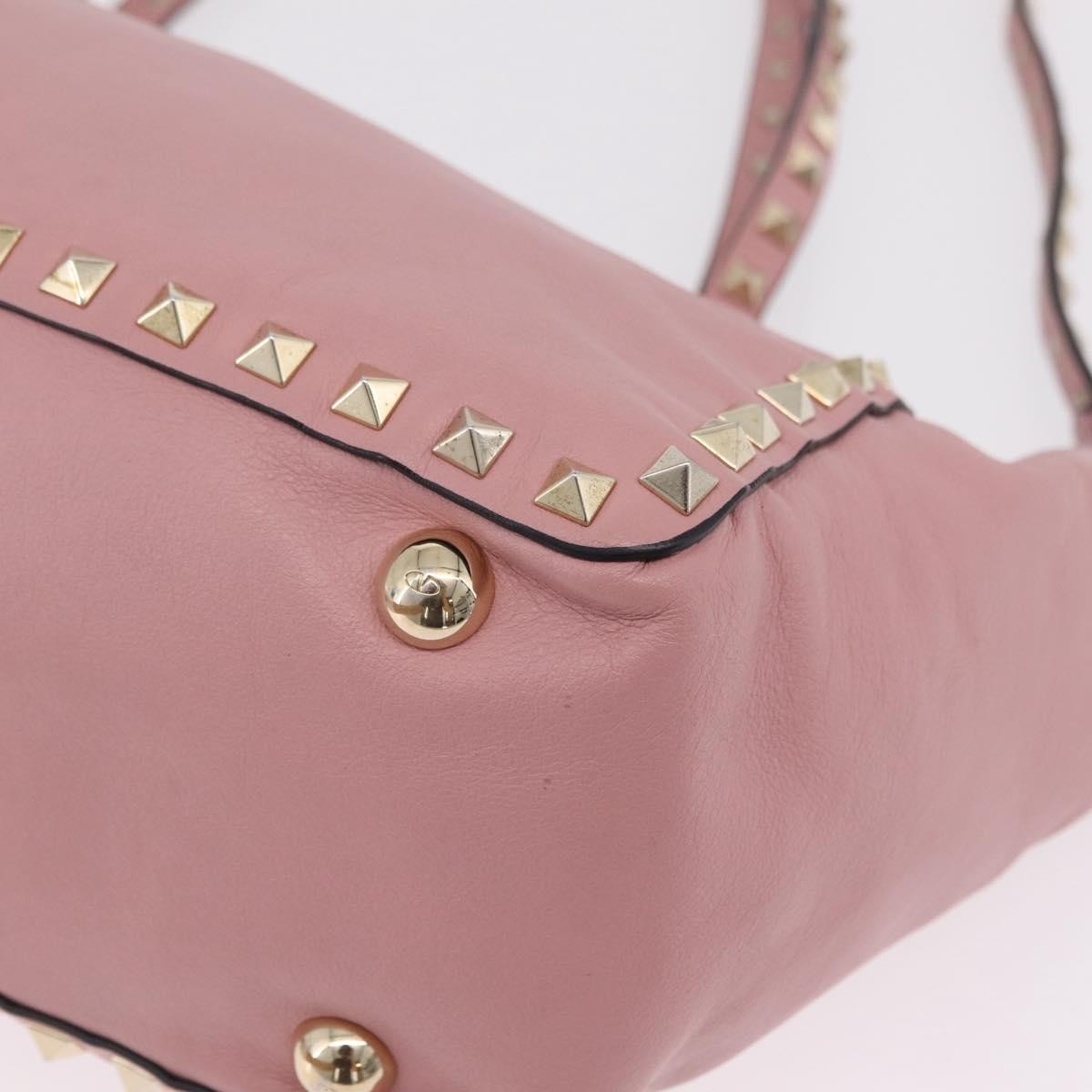 Valentino Garavani Rockstud Soft Leather Pink Leather Tote Bag Bag (Pre-Owned)