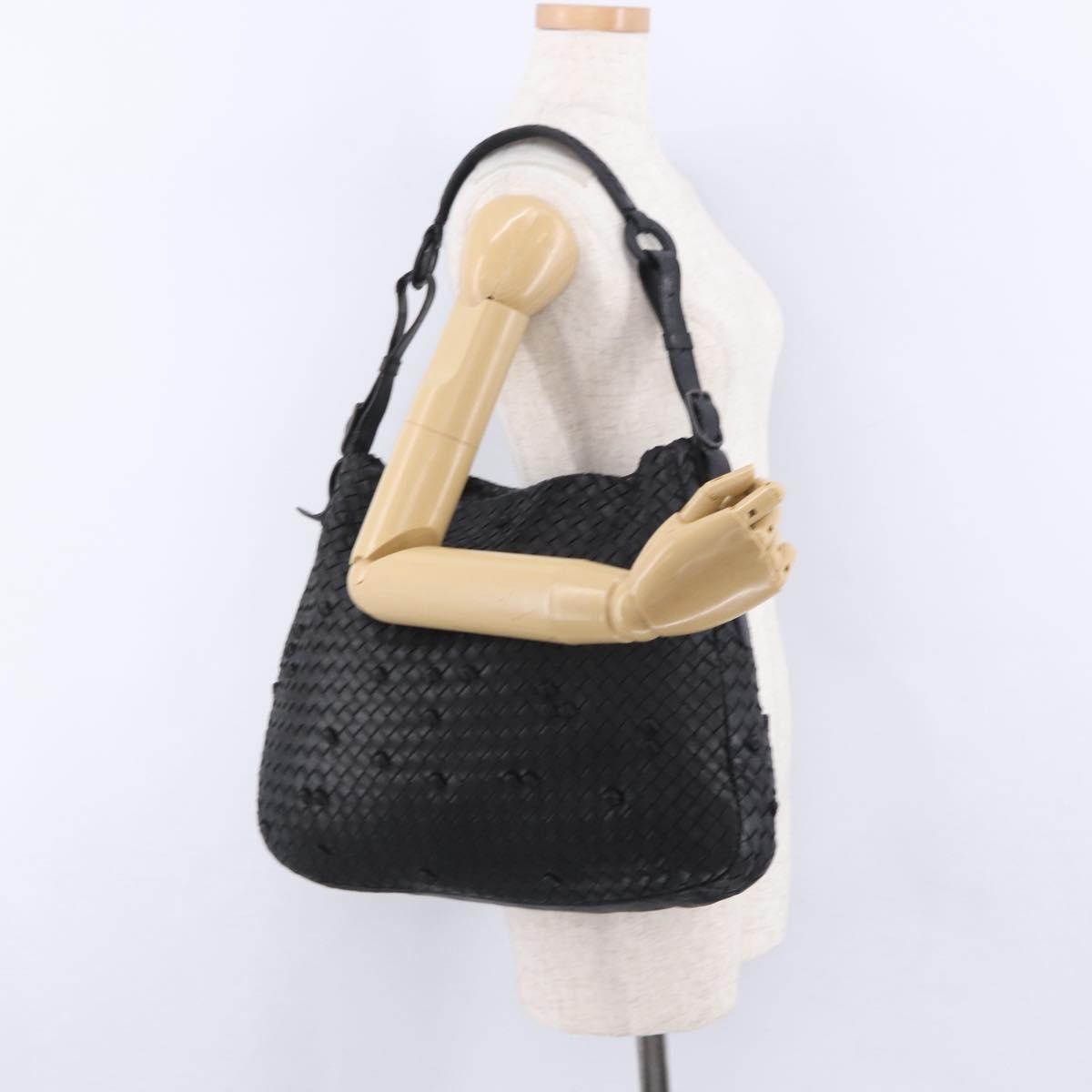 Bottega Veneta Naruto Knot Intrecciato Nappa Black Leather Shoulder Bag Bag (Pre-Owned)