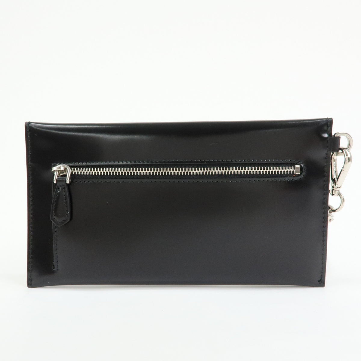 Prada Envelope Logo Clutch Spazzolato Leather Black Leather Clutche & Pouche Bag (Pre-Owned)