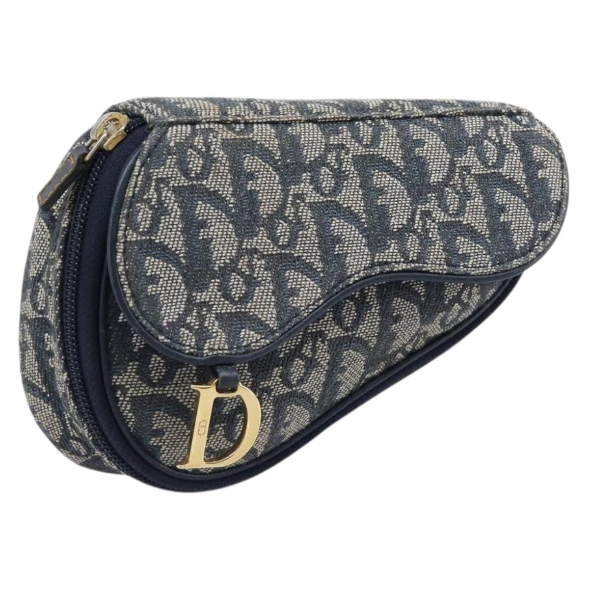 Christian Dior Saddle Zip Diorissimo Canvas Navy Canvas Clutche & Pouche Bag (Pre-Owned)