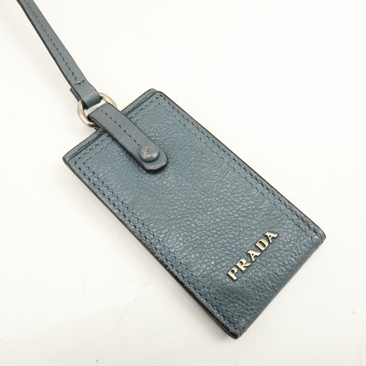 Prada Etiquette Flap Studded Tessuto Gray Leather Handbag (Pre-Owned)