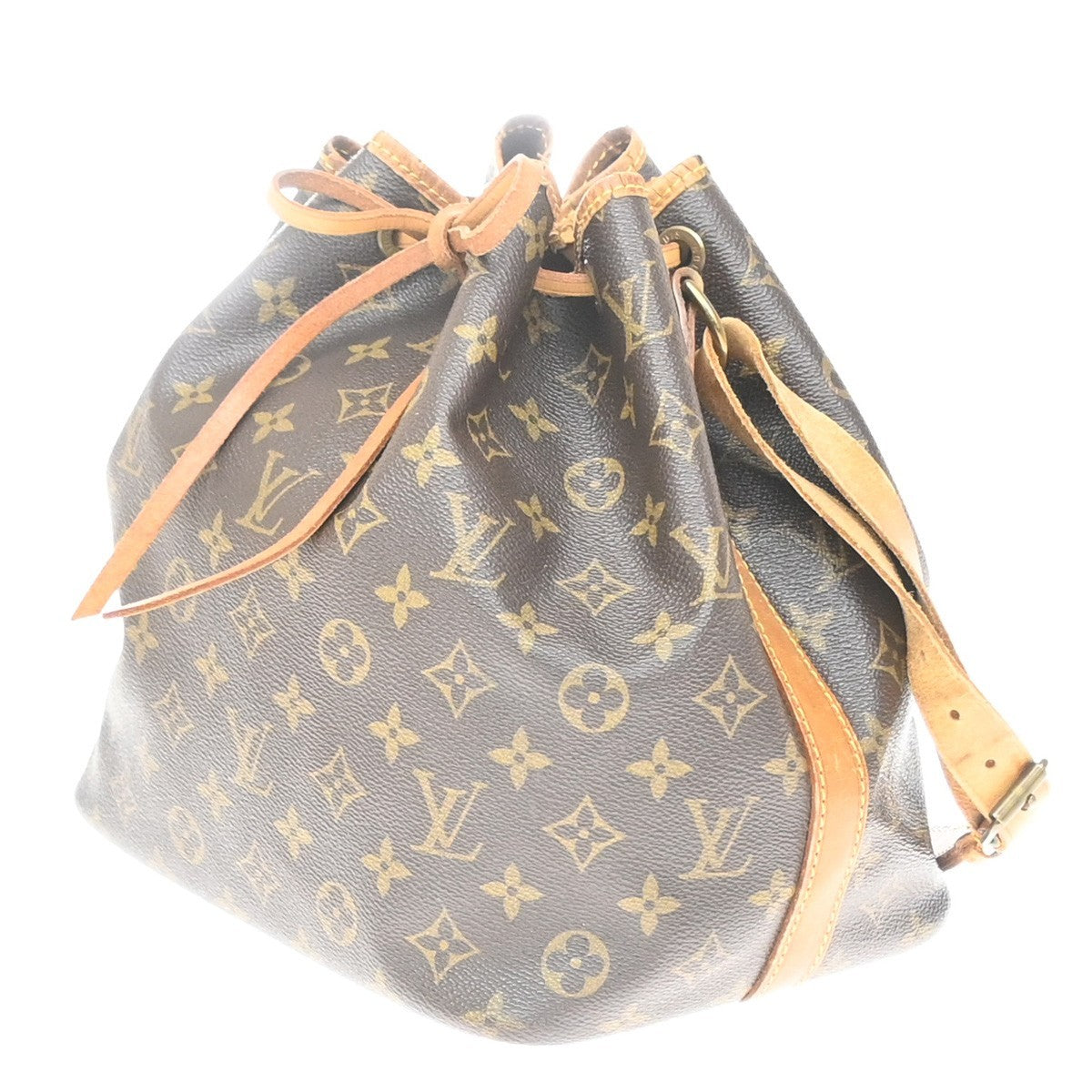 Louis Vuitton Petit Noe Monogram Canvas Brown Leather Handbag (Pre-Owned)