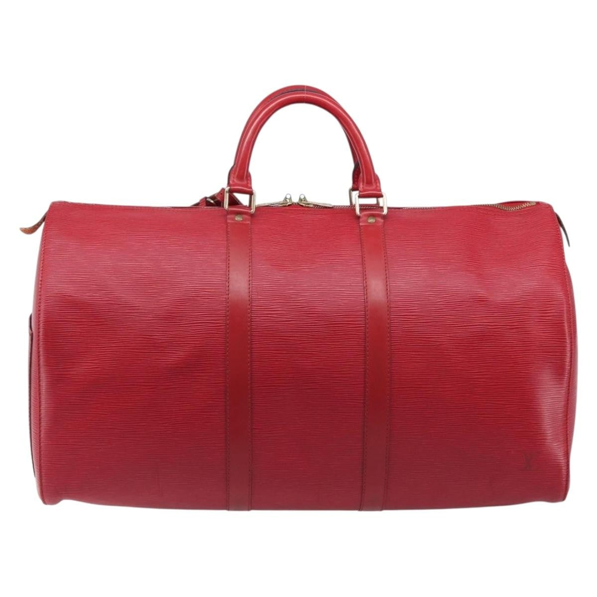 Louis Vuitton Keepall Epi Leather Red Leather Travel Bag Bag (Pre-Owned)