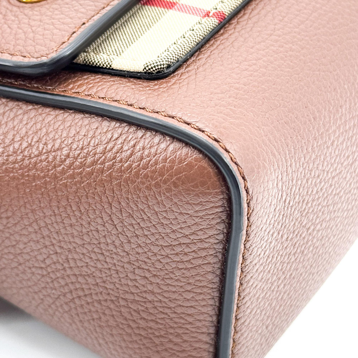 Burberry Note Leather With Vintage Check Canvas Brown Leather Crossbody Bag Bag (Pre-Owned)