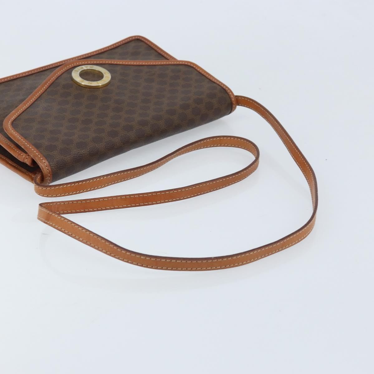 Celine Vintage Macadam Circle Logo Canvas And Leather Brown Canvas Shoulder Bag Bag (Pre-Owned)