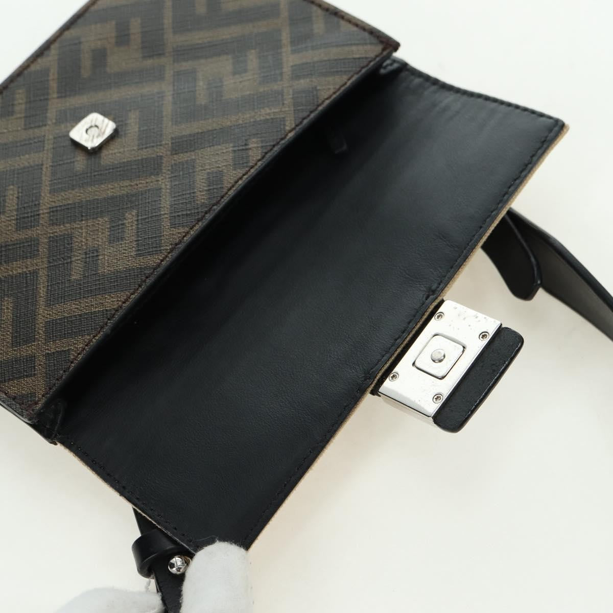 Fendi Baguette Zucca Canvas With Leather Brown Canvas Crossbody Bag Bag (Pre-Owned)