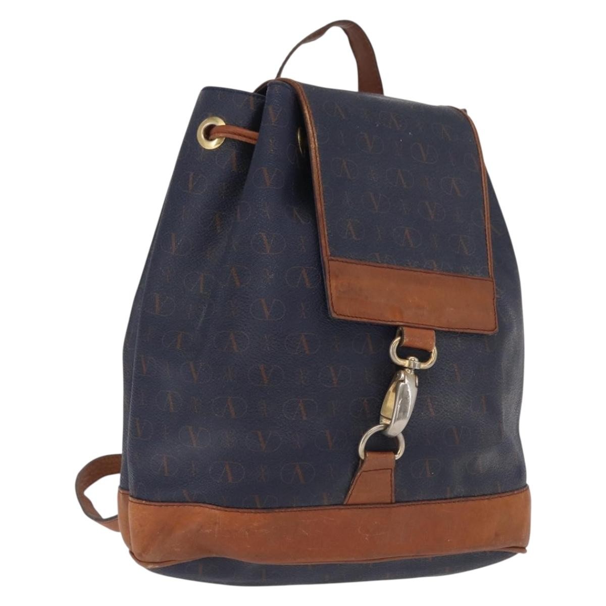 Valentino Garavani Vintage Leather Navy Leather Backpack Bag (Pre-Owned)