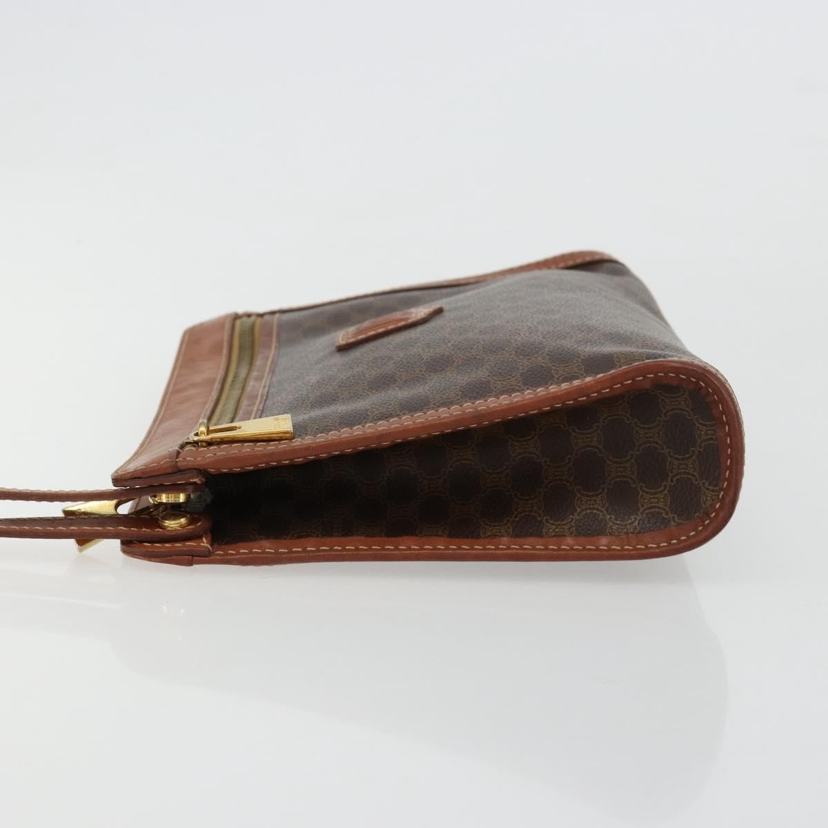 Celine Logo Triomphe Canvas And Leather Brown Canvas Clutche & Pouche Bag (Pre-Owned)