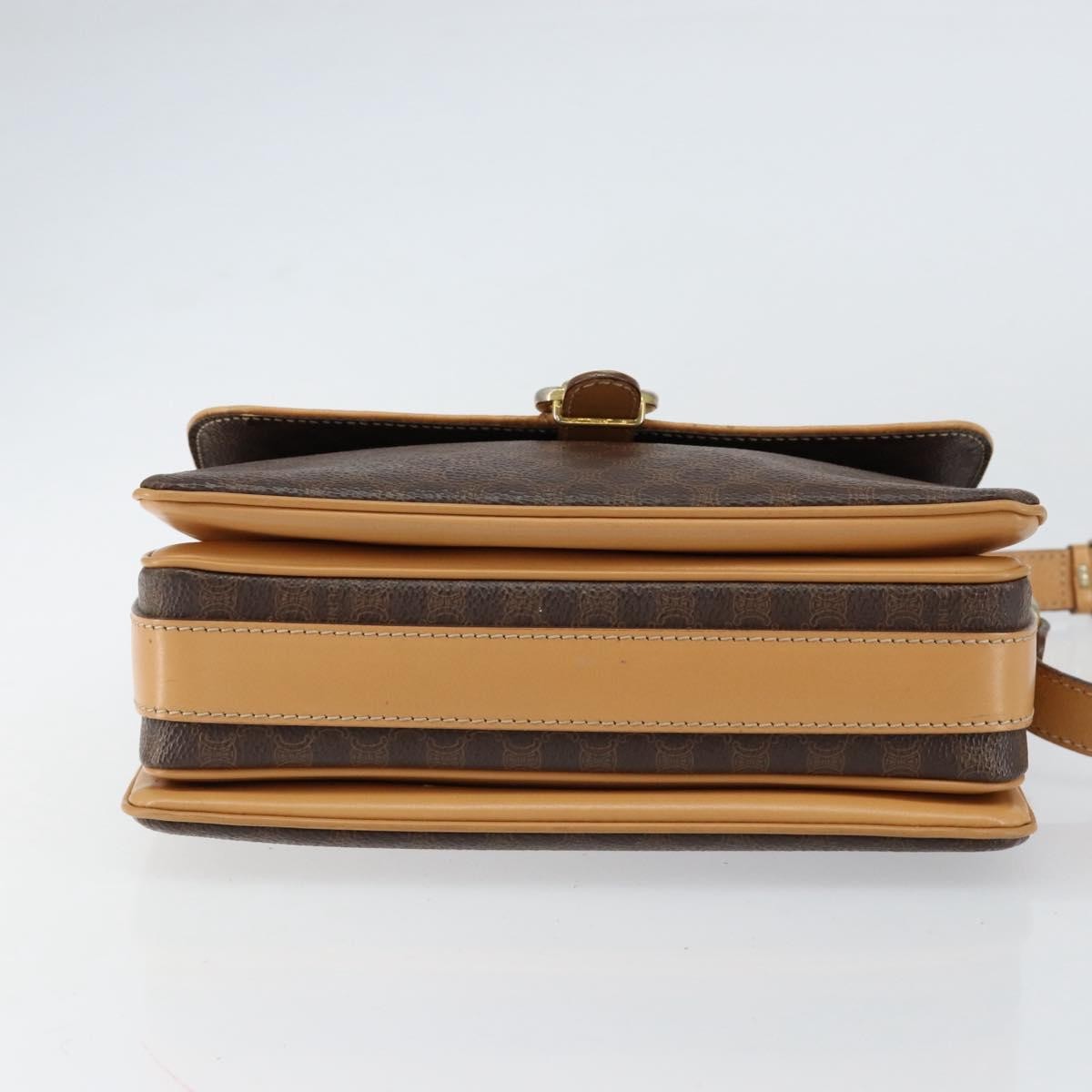 Celine Vintage Macadam Canvas And Leather Brown Canvas Shoulder Bag Bag (Pre-Owned)