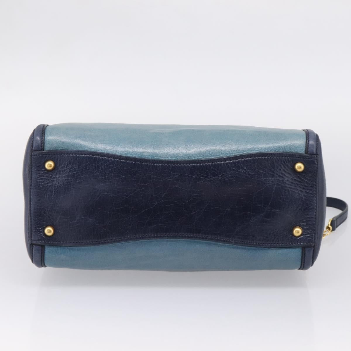 Miu Miu Beau Top Handle Leather Navy Leather Handbag (Pre-Owned)