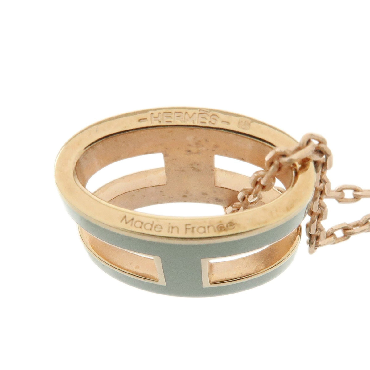 Hermes Pop H Pendant Chain Metal And Enamel Pink Rose_Gold Necklace Jewelry (Pre-Owned)