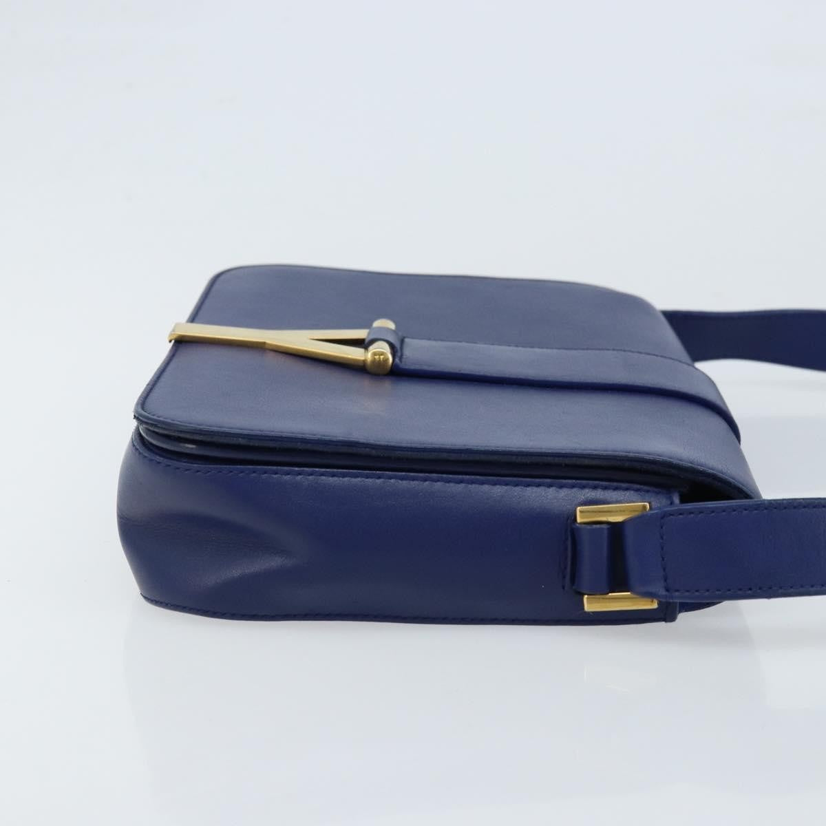 Saint Laurent Chyc Flap Leather Blue Leather Shoulder Bag Bag (Pre-Owned)