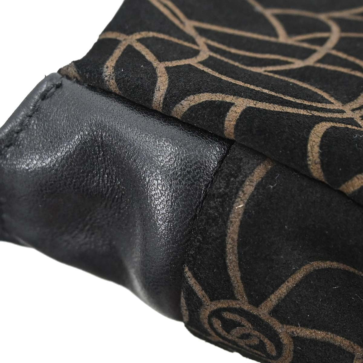 Chanel Camellia Chain Embossed Suede Black Suede Shoulder Bag Bag (Pre-Owned)