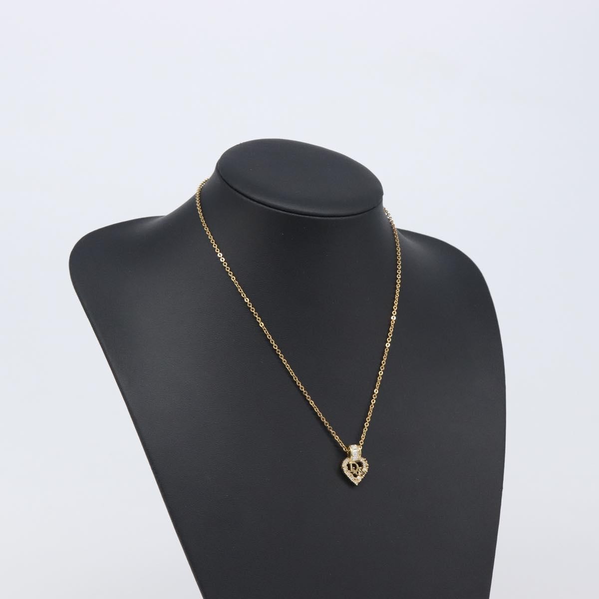 Christian Dior Logo Heart Pendant Metal Gold Metal Necklace Jewelry (Pre-Owned)