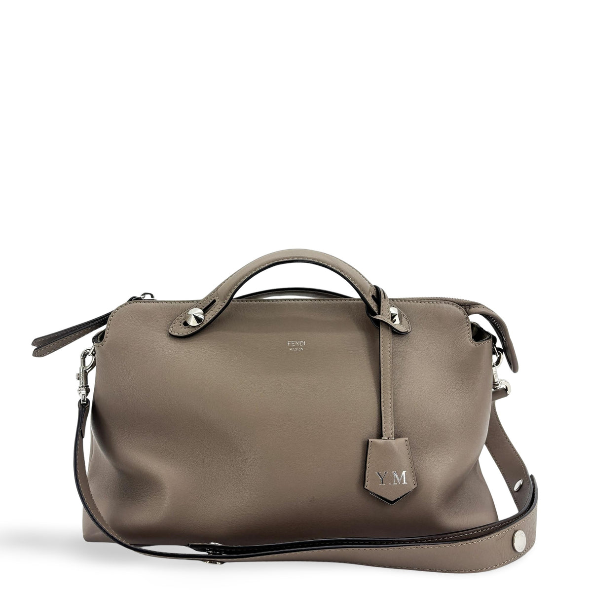 Fendi By The Way Satchel Calfskin Beige Leather Handbag (Pre-Owned)