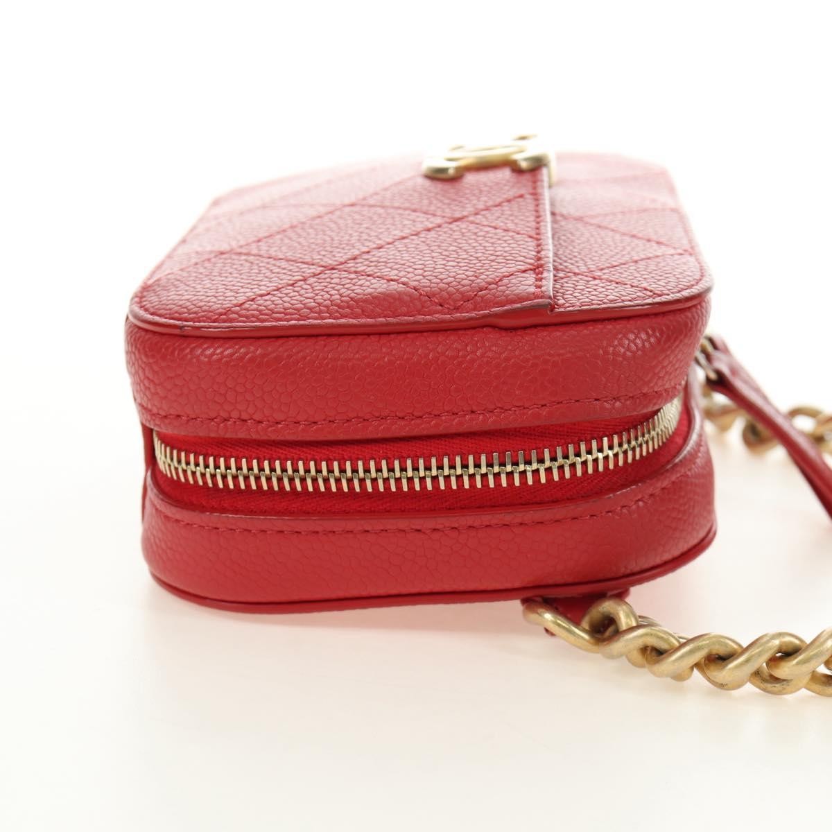 Chanel Chic Affinity Belt Stitched Caviar Red Leather Shoulder Bag Bag (Pre-Owned)