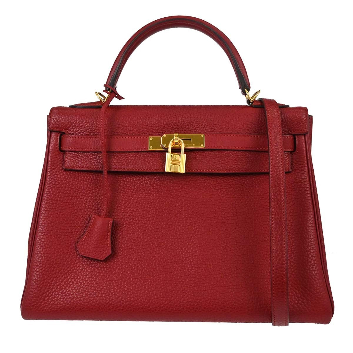 Hermes Kelly Red Togo With Gold Hardware Red Leather Handbag (Pre-Owned)