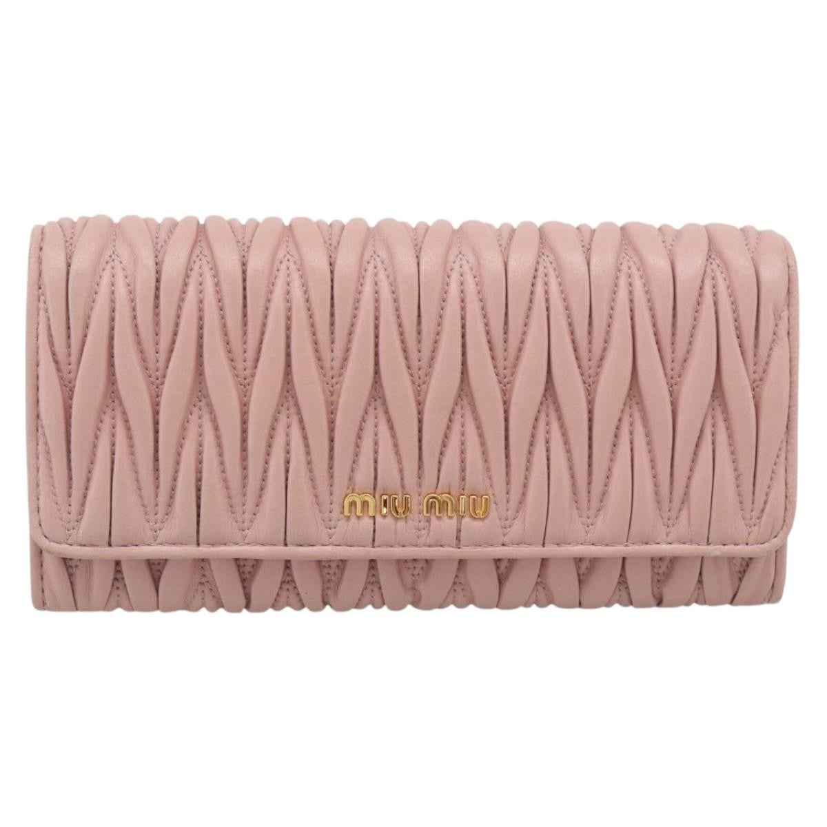 Miu Miu Matelasse Leather Pink Leather Wallets Accessory (Pre-Owned)