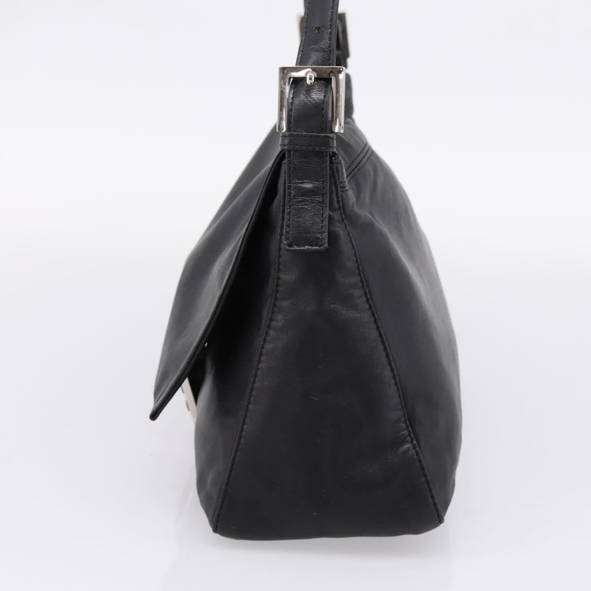 Fendi Mamma Baguette Zucca Jacquard Velvet Black Leather Shoulder Bag Bag (Pre-Owned)