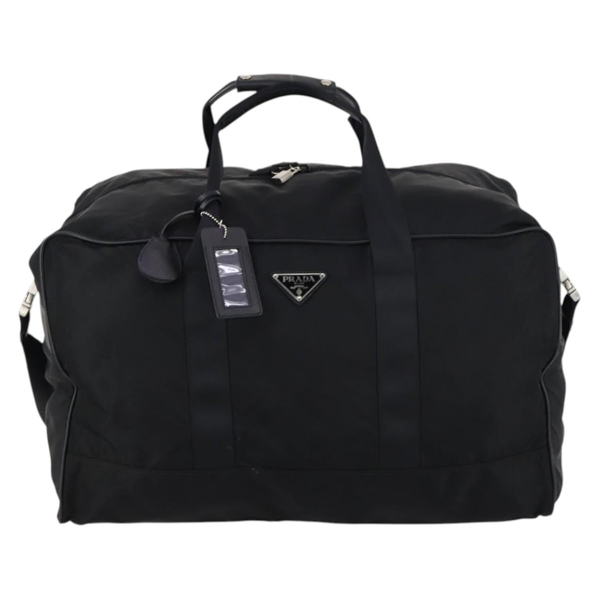 Prada Boston Tessuto Black Nylon Handbag (Pre-Owned)