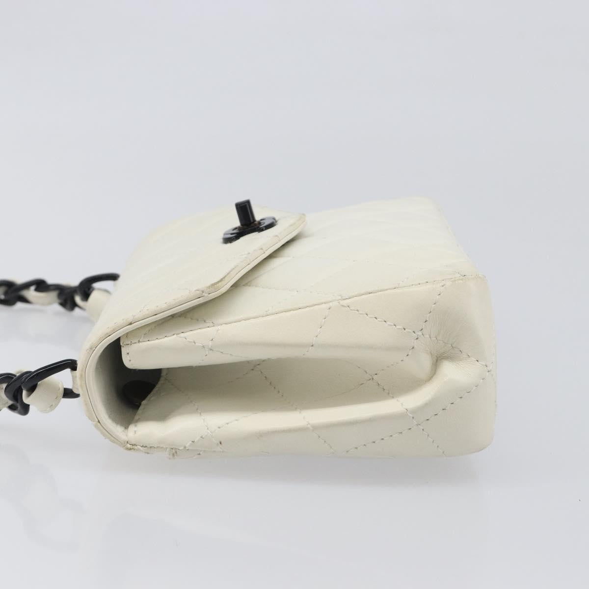 Chanel Vintage Envelope Flap Quilted Lambskin White Leather Shoulder Bag Bag (Pre-Owned)
