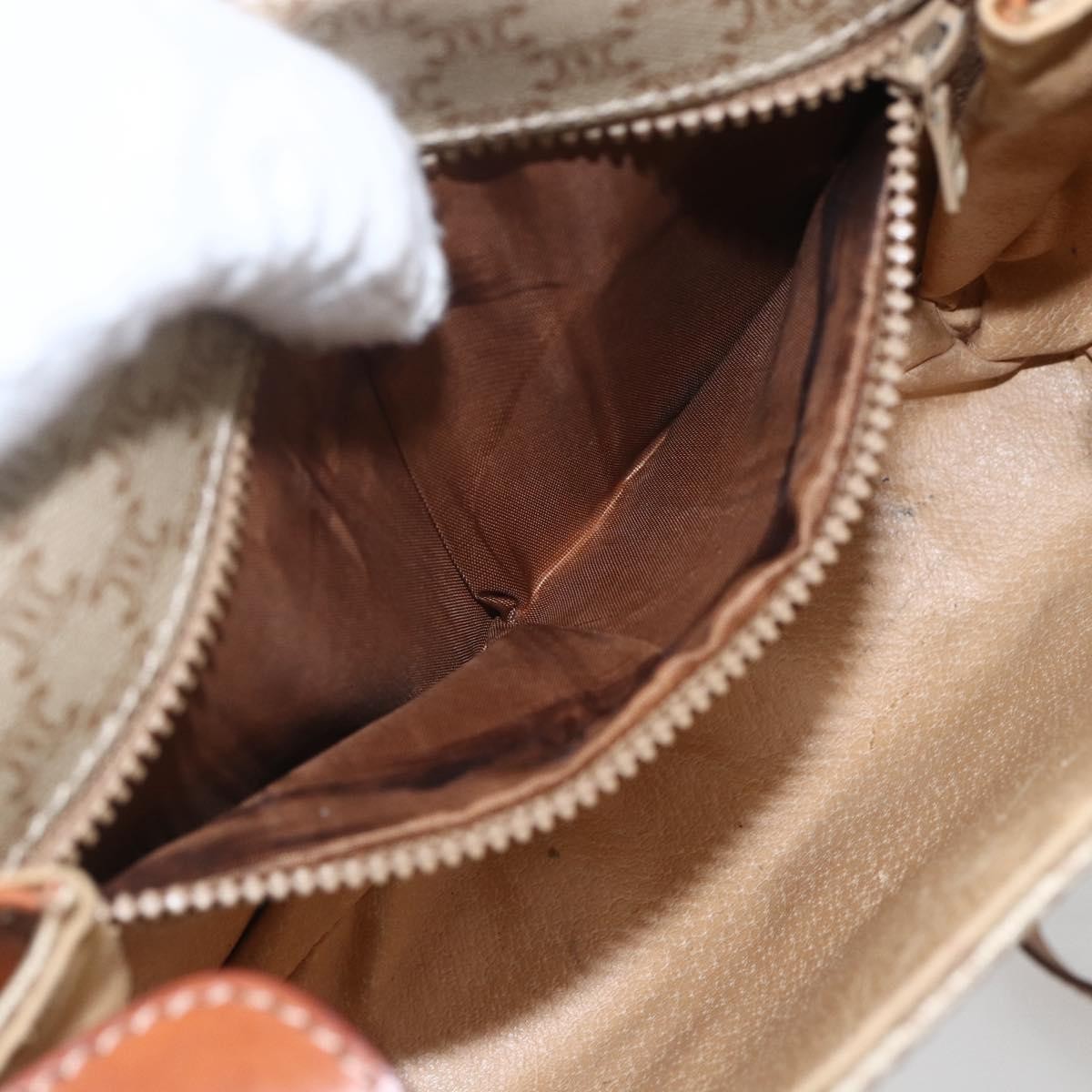 Celine Vintage Macadam Canvas And Leather Beige Canvas Shoulder Bag Bag (Pre-Owned)