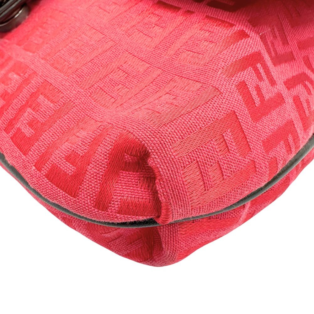 Fendi Flap Zucca Canvas Red Canvas Shoulder Bag Bag (Pre-Owned)