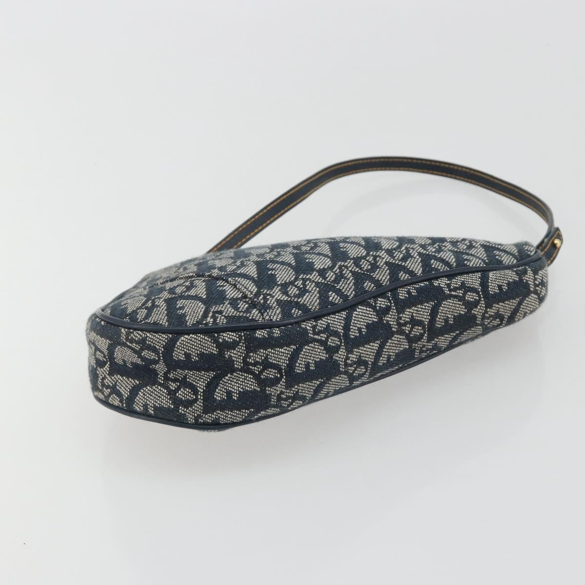 Christian Dior Vintage Saddle Diorissimo Canvas Navy Canvas Shoulder Bag Bag (Pre-Owned)