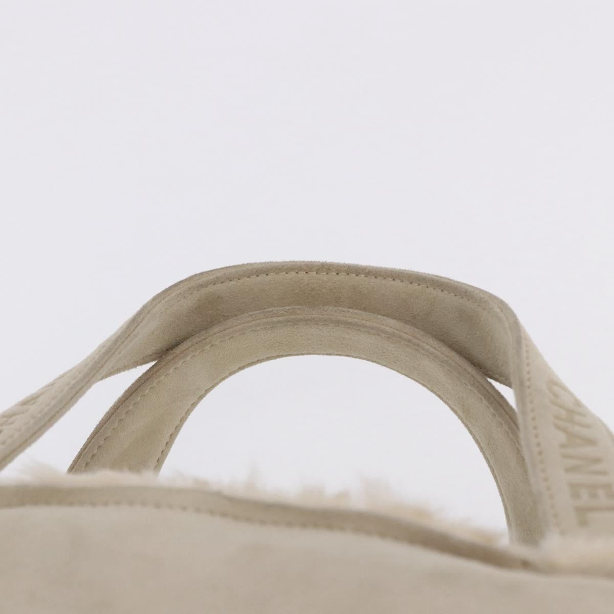 Chanel Vintage East West Tote Shearling And Suede Beige Leather Tote Bag Bag (Pre-Owned)