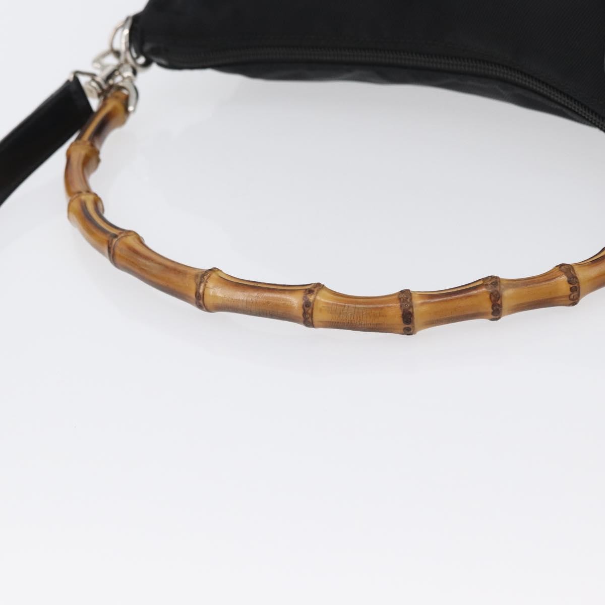 Gucci Vintage Bamboo Shoulder Nylon Black Nylon Shoulder Bag Bag (Pre-Owned)