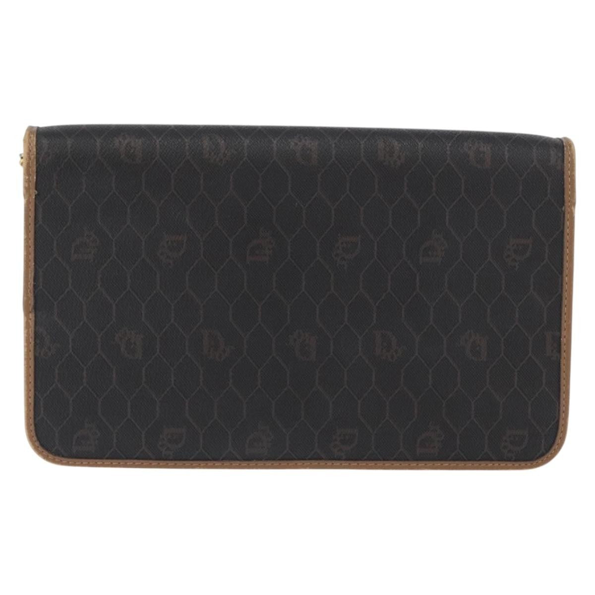 Christian Dior Vintage Honeycomb Chain Canvas Black Pvc Shoulder Bag Bag (Pre-Owned)