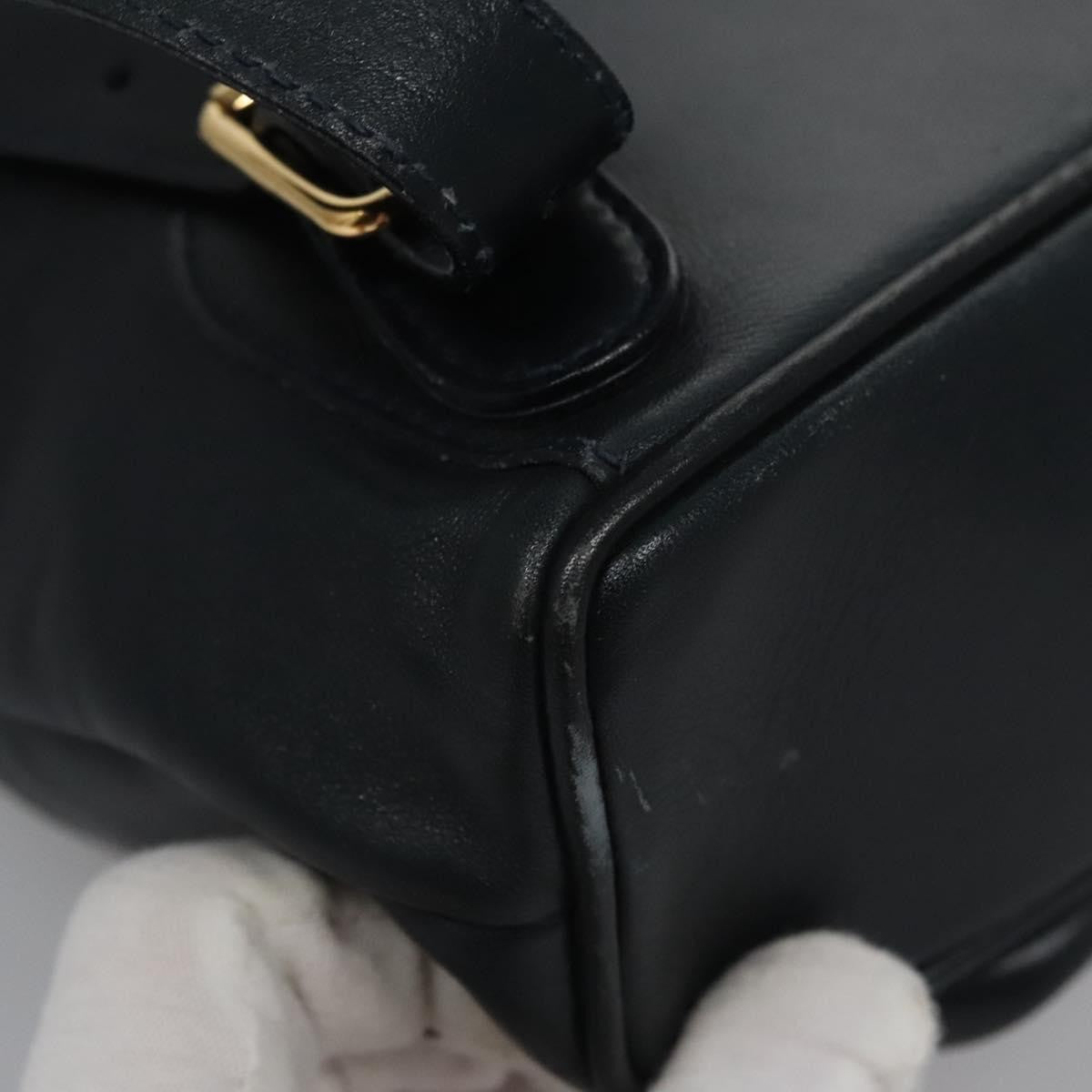 Gucci Vintage Bamboo Leather Black Leather Backpack Bag (Pre-Owned)